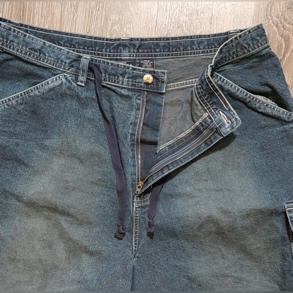 Sonoma Dark Wash Cargo Denim Jean Shorts Size 16 Adjustable Waist 100% Cotton - Picture 4 of 8
